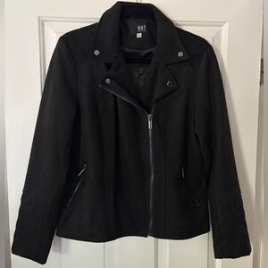 KUT from the Kloth Black Quilted Faux Suede Moto Jacket - Large - EUC